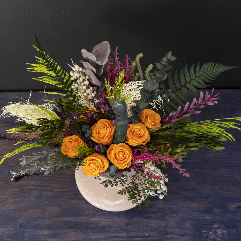 Retro Sunset preserved orange forever rose floral arrangement from bloombudz in Paragould, AR