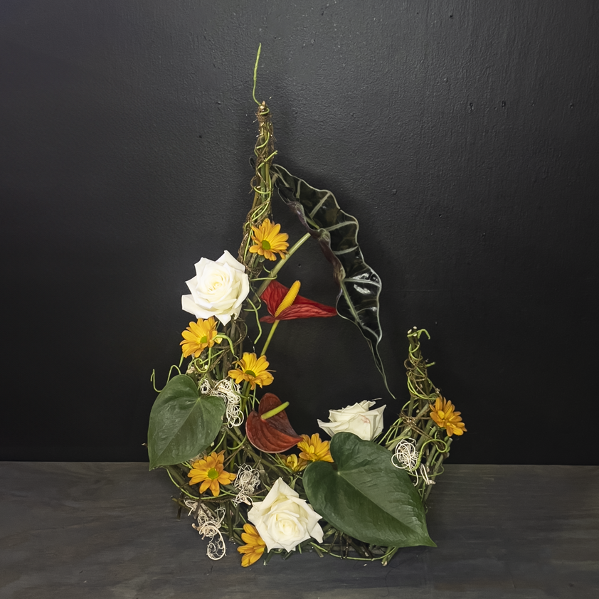 modern sympathy art floral arrangement from bloombudz in Paragould, AR
