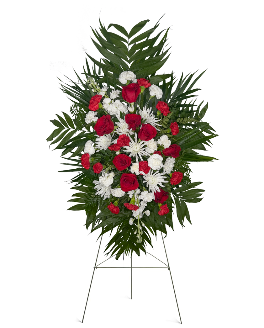 Heartfelt Serenity sympathy spray floral arrangement from bloombudz in Paragould, AR