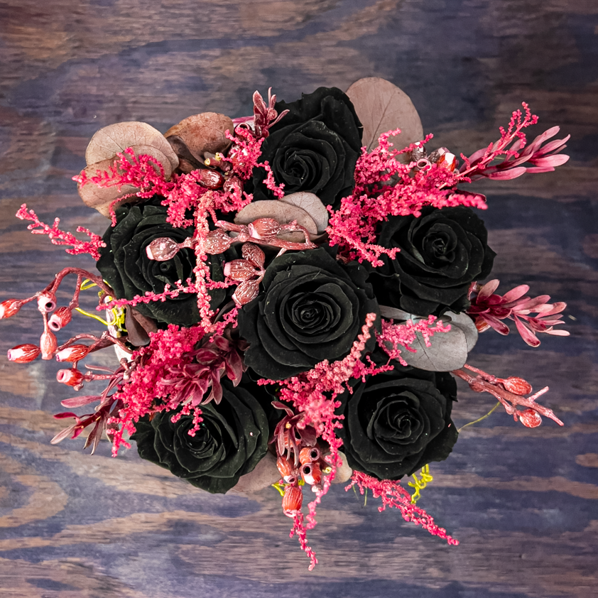 Obsidian Bud Bowl with black forever roses from bloombudz in Paragould, AR