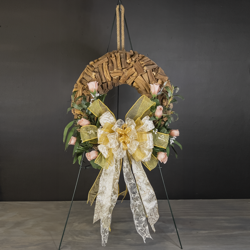 Wreath of Grace dried botanical wreath with silk roses from bloombudz in Paragould, AR
