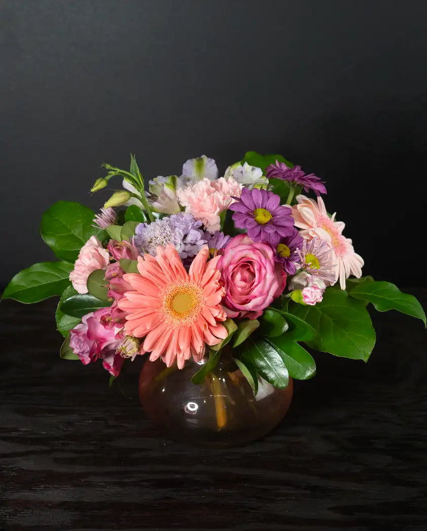 pink and purple modern floral arrangement for any occasion from bloombudz in Paragould, AR