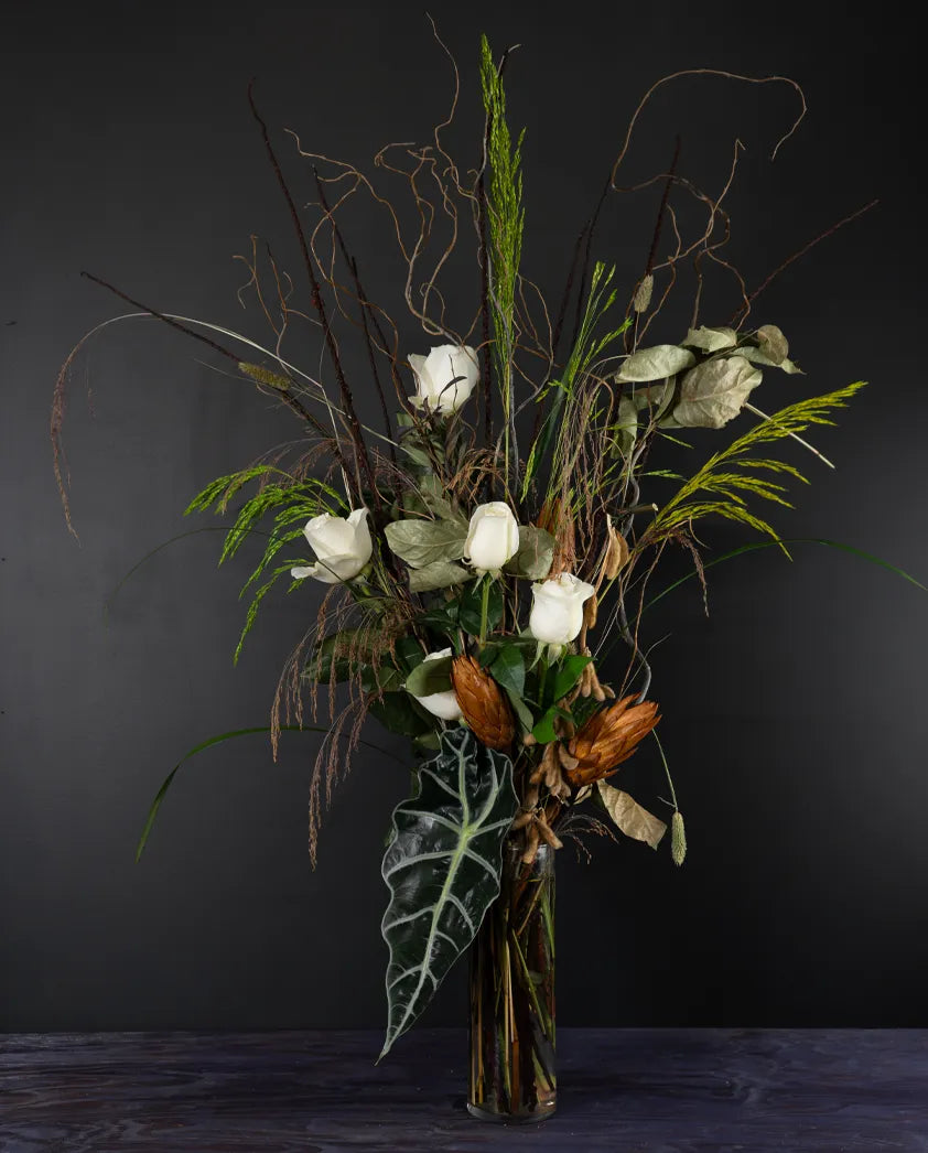 Sculpted Serenity modern table sympathy floral arrangement from bloombudz in Paragould, AR