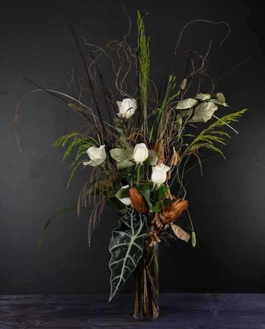 Sculpted Serenity modern table sympathy floral arrangement from bloombudz in Paragould, AR