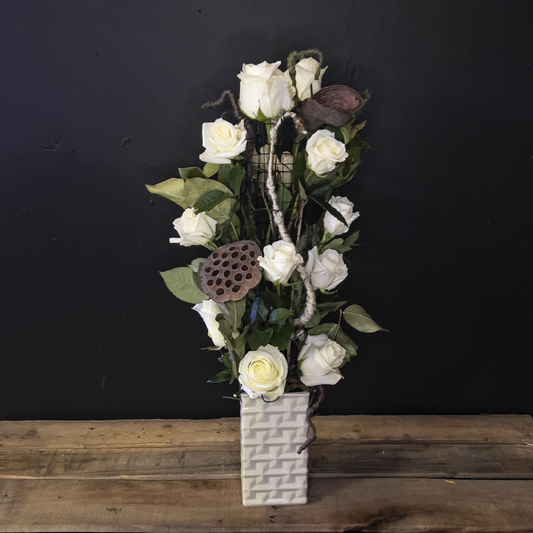 modern sympathy art floral arrangement from bloombudz in Paragould, AR