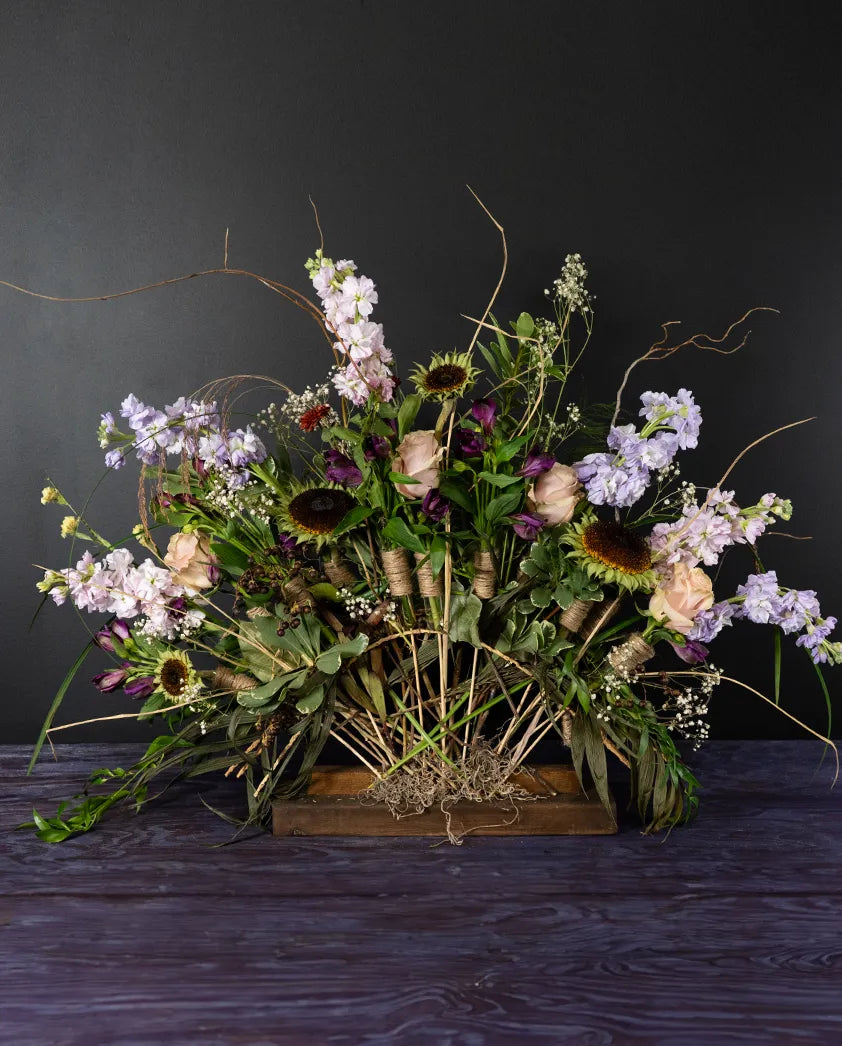 modern sympathy table spray floral arrangement from bloombudz in Paragould, AR