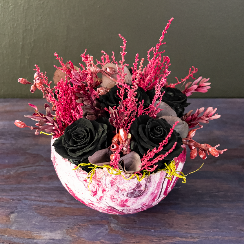 Obsidian Bud Bowl with black forever roses from bloombudz in Paragould, AR