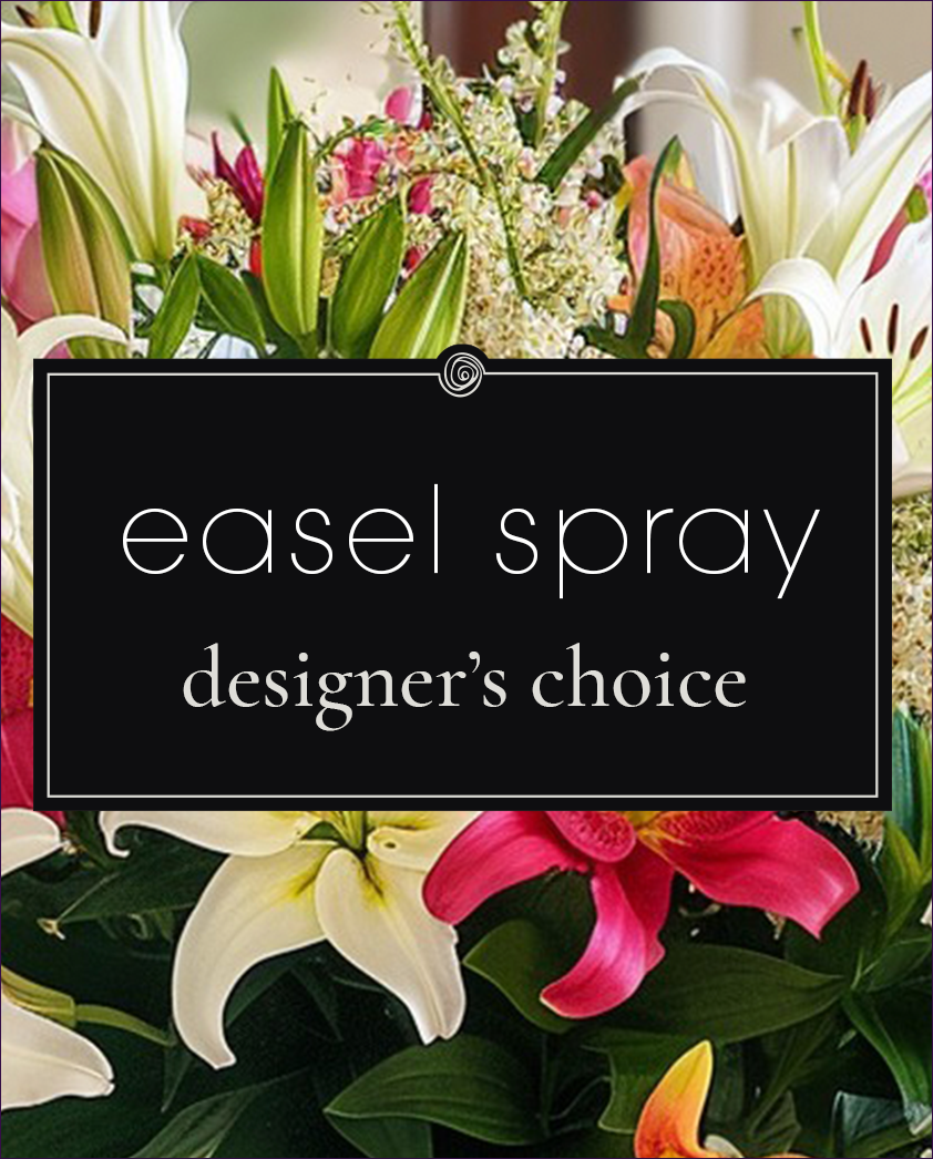 Designer's Choice (easel spray) floral arrangement from bloombudz in Paragould, AR