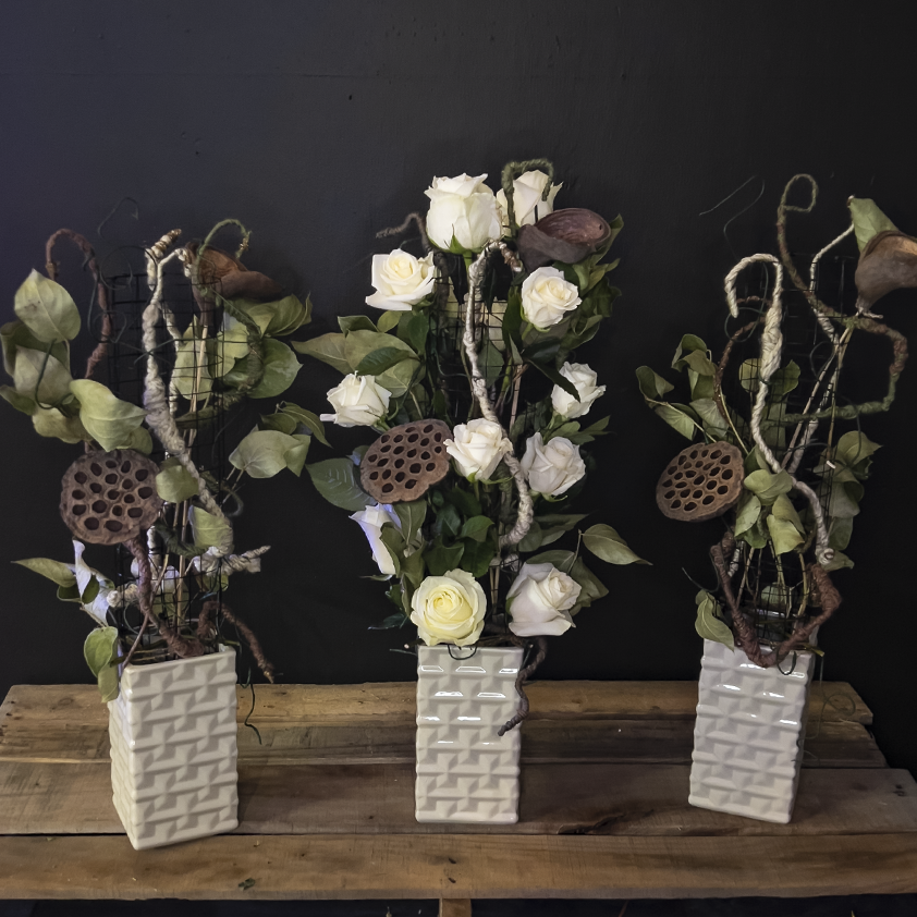 modern sympathy art floral arrangement from bloombudz in Paragould, AR