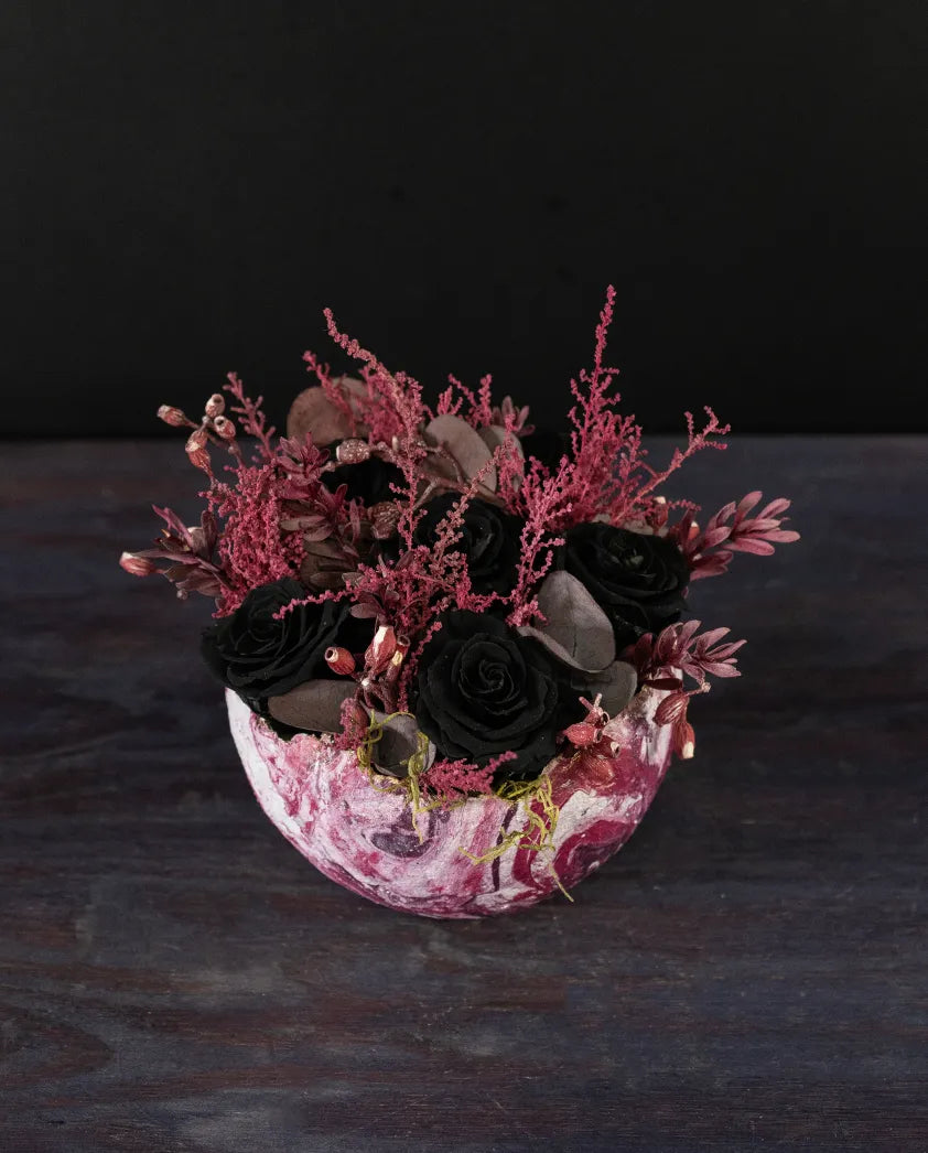 Obsidian Bud Bowl with black forever roses from bloombudz in Paragould, AR